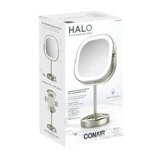 Conair Halo LED Double Sided 1x/10x Vanity Mirror 360 Rotation new in box
